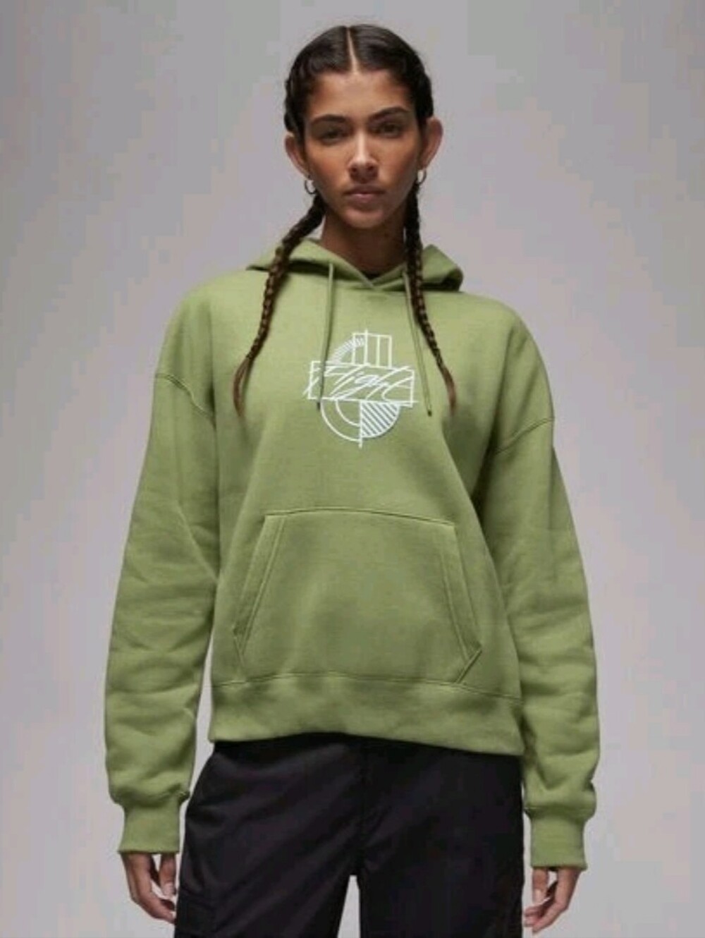 Air Jordan Brooklyn Fleece Graphic Loose Fit Hoodie Green Women's Large EUC